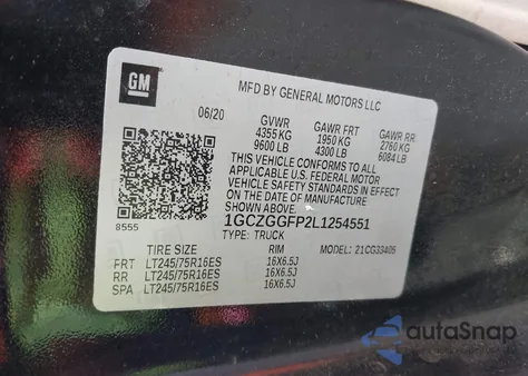 2020 Chevrolet Express Cargo Rwd 3500 Regular Wheelbase Wt из США, поврежденный, VIN 1GCZGGFP2L1254551